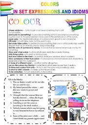 English Worksheet: COLORS IN SET EXPRESSIONS AND IN IDIOMS! (PART 13) COLOR