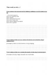 English worksheet: Grammar exercise on if clauses