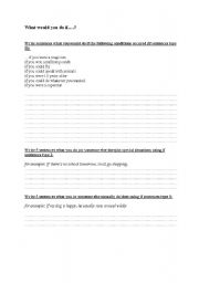 English Worksheet: Grammar exercise on if clauses