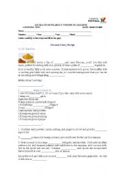 English Worksheet: coconut curry - listening test