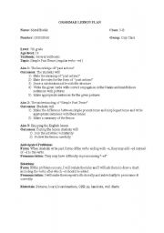 English worksheet: plan for simple past tense...