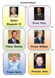 English Worksheet: Royal Family Flashcards