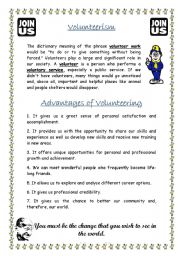 English Worksheet: Advantages of Volunteering