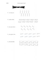 English Worksheet: count and colour