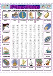 INSTRUMENTS WORDSEARCH