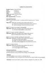 English Worksheet: Lesson plan for the song 