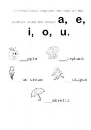 English Worksheet: vowels