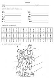 English Worksheet: numbers and parts of the body