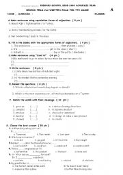English Worksheet: spot on 7thyear quiz