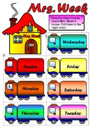 English Worksheet: Mrs. Week ( Page 2 - BW) - Days of the week