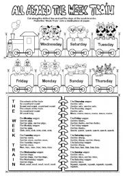 English Worksheet: All Aboard the Week Train (days of the week)