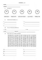 English worksheet: numbers