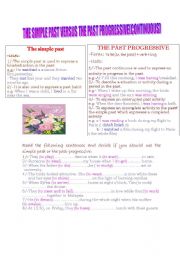 English Worksheet: The simple past versus the past progressive