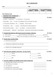 English worksheet: English test - 4 skills