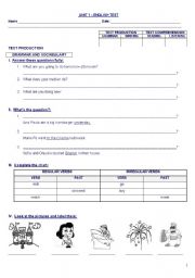 English test - fourth graders. - 4 skills