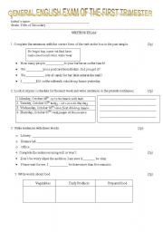 English worksheet: English exam for high school