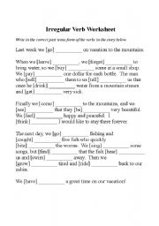 Irregular Verb Worksheet