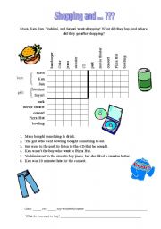 English Worksheet: Shopping Logic Puzzle Infinitive Relative Clause