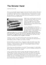 English Worksheet: The Sinister Hand