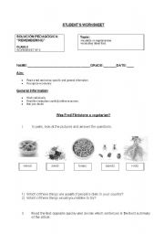 English Worksheet: Vegetarianism