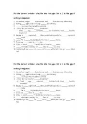 English worksheet: articles practice 2