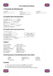 English Worksheet: British National Anthem