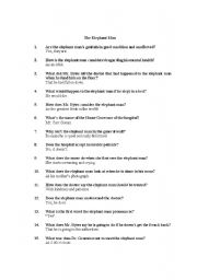English Worksheet: THE ELEPHANT MAN QUIZ