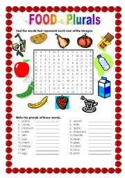 English Worksheet: FOOD - Plurals