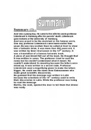 English Worksheet: summary journey to the centre of the earth chapter1