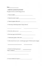 English Worksheet: Exploring a book