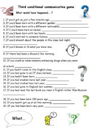 English Worksheet: 3rd conditional communicative activity