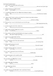 English Worksheet: Key Word Transformation