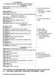 English Worksheet: Social interactions