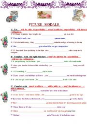 English Worksheet: Future Modals : 6 exercises about future modals 