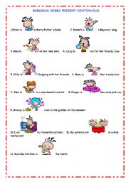 English Worksheet: BUBLE GUM PRESENT CONTINUOUS