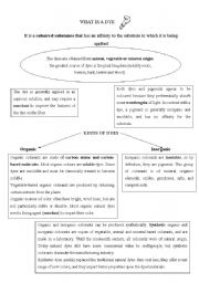 English worksheet: dyes and pigments