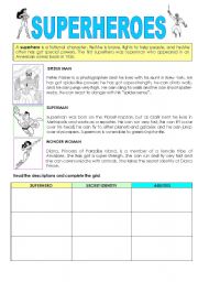 English Worksheet: SUPERHEROES ABILITIES (CAN)