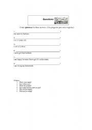 English worksheet: questions