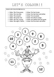 English Worksheet: LETS COLOUR THE NUMBERS
