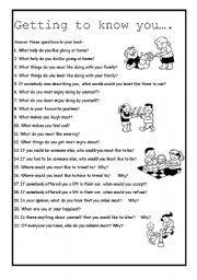 English Worksheet: Getting to know you