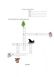English Worksheet: Crossword about Christmas