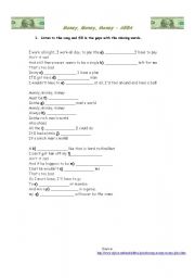 English worksheet: Lyric from ABBA - Money, Money, Money 