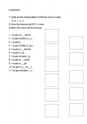 English worksheet: ILLNESSES