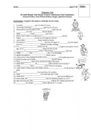 English Worksheet: Grammar Test (simple, continuouse, perfect, future tense)