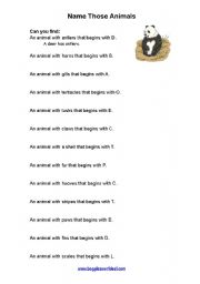 English Worksheet: ANIMALS! ANIMALS!