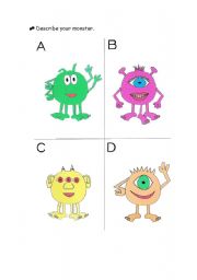 English Worksheet: Describe your monster