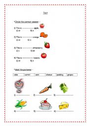 English worksheet: Food Test
