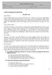 English Worksheet: Test about Films