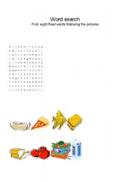 English worksheet: WORD SEARCH FOOD