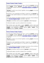 English Worksheet: Person x People